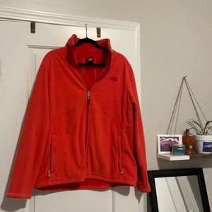 Cozy North Face Fleece Zip Up, Coral Color, XL